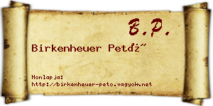 Birkenheuer Pető névjegykártya